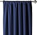 Amazon Basics Room Darkening Blackout Window Curtain with Rod Pocket and Tie Back, 52 x 84 Inches, Navy Blue - Set of 2