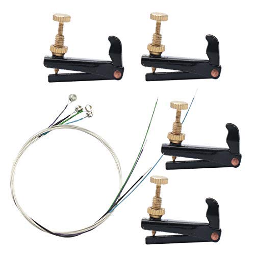 Timiy Violin Fine Tuners String Hook Adjuster 4-Pack Black with String