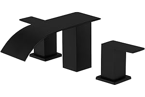 RUMOSE Matte Black Roman Bathtub Faucet Set Waterfall Tub Faucets High Flow Widespread 6-16 Inch 3 Holes Deck Mount Tub Filler 2 Handles Bathtub Filler Soaking Bath Faucet