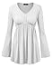 Made By Johnny WT1159 Womens V Neck Long Sleeve Empire Waist Tunic Top XXL White