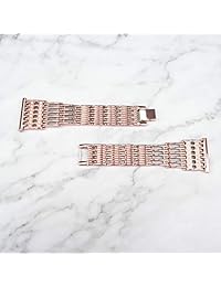 Kartice para Fitbit Versa correa, acero inoxidable de lujo reloj inteligente Fitbit Versa Crystal Rhinestone Diamon de aleación de correa para pulsera de Fitbit, Rose gold
