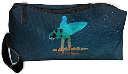 Sunshine Palm Tree Surffing Multi-functional Cosmetic Makeup Bag Zipper Closure Bags Toiletries Organizer Bag
