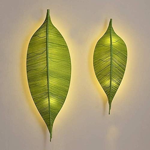 家具の照明 クリエイティブ葉シーリングライトキッズルームリビングルームキッチンダイニングルームベッドルームの壁ランタンのための屋内ウォールライトウォールsconcev鉄金属の壁ランプ布ランプシェード3灯e27エジソン Color Green