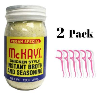 McKay's Chicken Style Instant Broth & Seasoning, Vegan, 12 oz (Pack of 2) Bundled with 20ct Dental Flossers in a Prime Time Direct Sealed Bag - Thumbnail 2