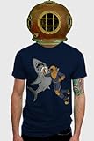 Shark Punch T Shirt Scuba Diver Cool Graphic Tee Funny Shirts