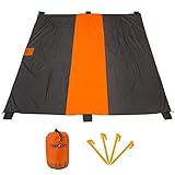 Sand Free Compact Beach Blanket – Extra Large - 10'X9' - Pocket Picnic Sheet For Outdoor Multiple Use | Best Mat For Travel & Festivals, Soft & Quick Drying Pocket With 4 Portable Hiking Sticks