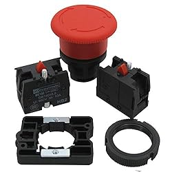 mxuteuk 2pcs 22mm 2 NC Red Mushroom Emergency Stop