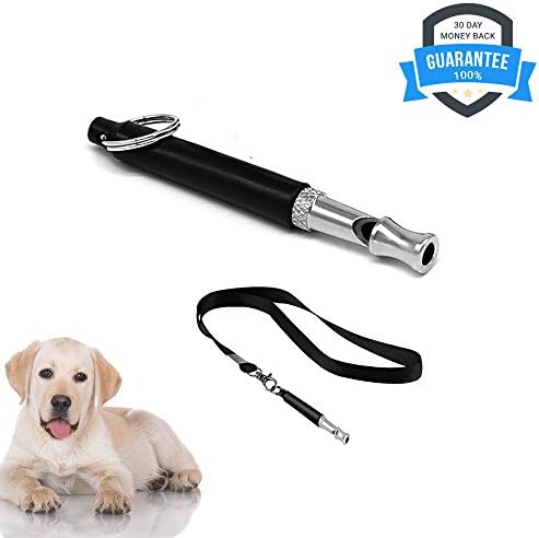 Dog Whistle to Stop Barking - Barking Control Ultrasonic Patrol Sound Repellent Repeller - Adjustable Pitch in Black Color with FREE Premium Quality Lanyard Strap (1 pack)