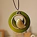 QIAONAI Wood Style Round Green Bird Pendant Handmade Nature Jewelry 39
