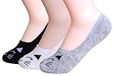 QBSM 3 Pack Womens Cute Cat Socks Cotton Crew Socks No Show Liners Low Cut Socks