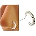 18g 5/16 Out Facing Double Rows of 5 CZ Gem Split Bendable Nose Cartilage Piercing Rings (Silver)
