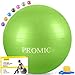 PROMIC Exercise Ball (55 cm) with Foot Pump, Professional Grade Anti Burst & Slip Resistant Stability Balance Yoga Ball for Yoga, Workout, Cardio Drumming, Classroom, Work Ball Chair (Green)