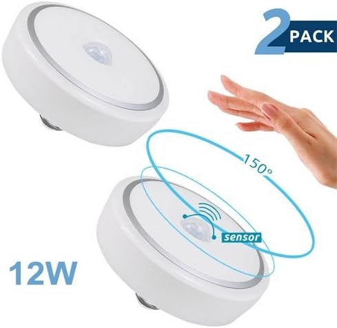 E26 PIR Motion Sensor Bulb, 12W Dusk to Dawn Auto Switch LED Infrared Motion Detector Light Bulbs for Porch Hallway Corridor Patio Garage Basement (Natural White)