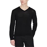 Armani Exchange Mens Merino Wool Vneck Pullover with Icon Logo
