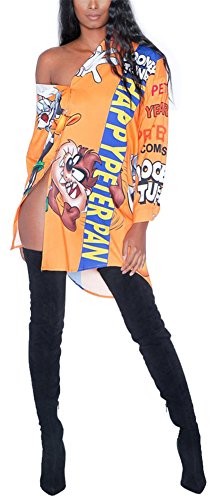 Speedle women sexy long sleeve floral print button-down…