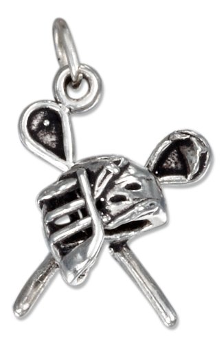 Sterling Silver Antiqued Sticks and Mask Lacrosse Charm
