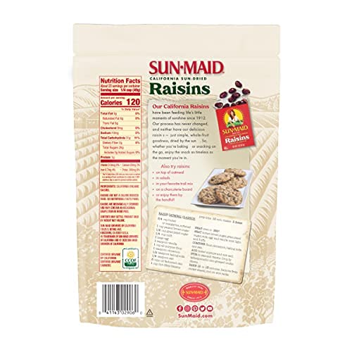 SUN-MAID ORGANIC CALIFORNIA SUN-DRIED RAISINS – (2 PACK) 32 OZ RESEALABLE BAG – ORGANIC DRIED FRUIT SNACK FOR LUNCHES, SNACKS, AND NATURAL SWEETENERS