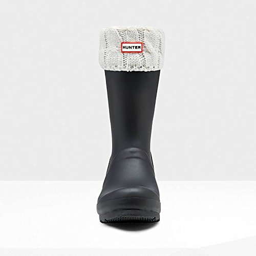 WAS1018AAB-NWH Hunter Women's Six-Stitch Cable Short Boot Socks - White - MD