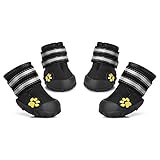 Petacc 4 Piece Dog Shoes Waterproof Dog Boots Anti-Slip Snow Boots Warm Paw Protector for Medium/Large Dogs Labrador Husky Shoes, 6