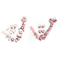 LUCKAPPY Luckyhappykids Baby Girls Hair Accessories Set-Cute Fine Small Hair Clips and Elastic Hair Ties for Toddlers and Teen Girls (Snow Pink+Korea Pink), Medium