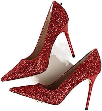 AGARES Pearl Heels Women Pumps Shining Sequins Sexy High-heeled