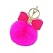 Raylans Fluffy Rex Rabbit Fur Leather Bow Pompom Ball Handbag Pendant Key Chain Keyring,Rose