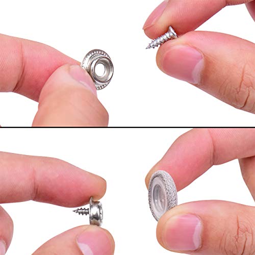 Niteguy 60pcs Car Roof Headliner Repair Button, Auto Roof Snap Rivets Retainer Design for Car Roof Flannelette Fixed, with Installation Tool and Fit Most Cars(Grey Grid)