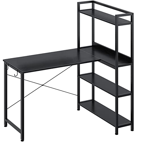Rolanstar Computer Desk with Storage Shelves 47", Home Office Desk with 4Tier Reversible