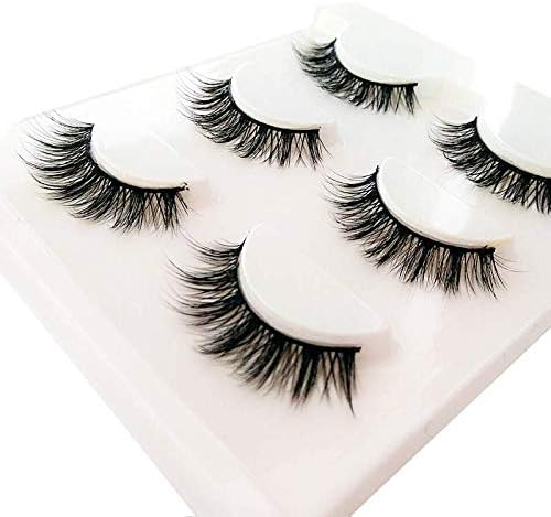 3D False Eyelashes Extensions 3Pairs Natural Long Lashes With Volume for Women's Make Up Handmade Soft Fake Eyelash