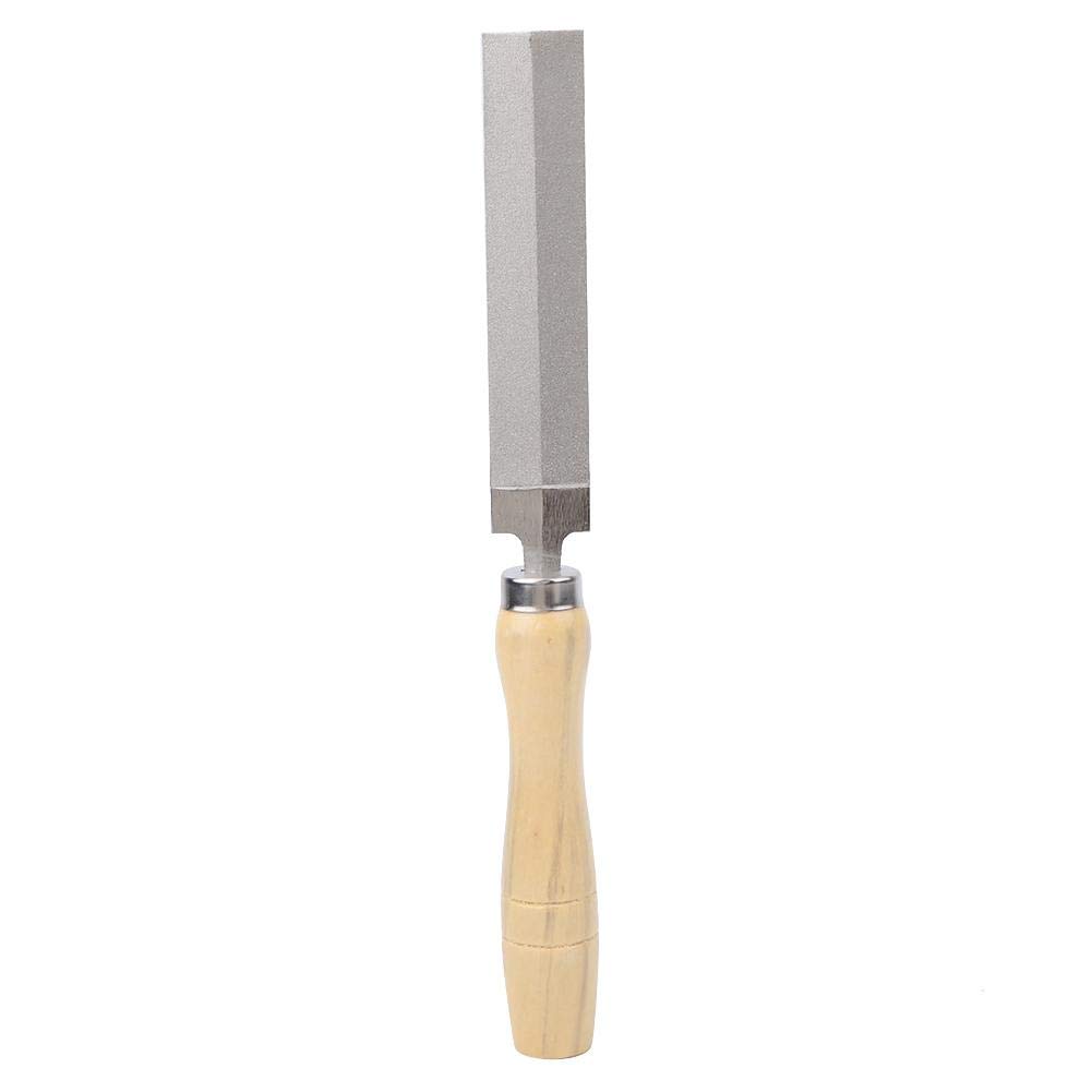 Diamond Rhombic File Wooden Handle Metal Grinding Woodworking Garden Tool,for Processing of Tools, Glass, Ceramics, Gemstones, Etc (125mm)