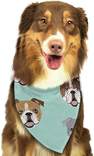 MODREACH Stupid Funny English Bulldog Dog Bandanas - Washable and Reversible Triangle Cotton Dog Bibs Scarf Assortment Suitable for Puppy Small and Medium Pet