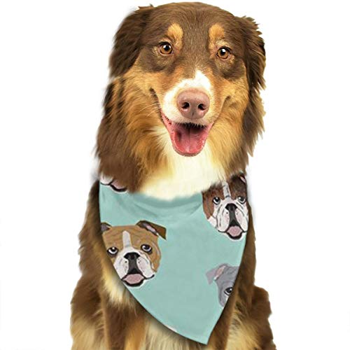 MODREACH Stupid Funny English Bulldog Dog Bandanas - Washable and Reversible Triangle Cotton Dog Bibs Scarf Assortment Suitable for Puppy Small and Medium Pet