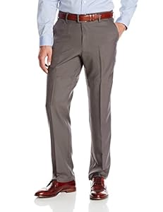 Image of Haggar Men's Performance Small Neat Fancy Straight Fit Plain Front Slack, Charcoal, 32x30