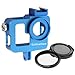 Aluminum Case Frame for GoPro Hero 3 3+ Hero 4 with 37mm UV Filter Skeleton Housing with Microphone Mic Mount for Go Pro Hero3 Hero4 Silver Hero3+ (Blue) - Best Protection for GoPro By SublimeWare