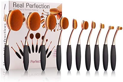 Makeup Brushes Set 10pcs Professional Oval Toothbrush Foundation Contour Powder Blush Concealer Eyeliner Blending Brush Cosmetic Make UP Brushes Tool Set