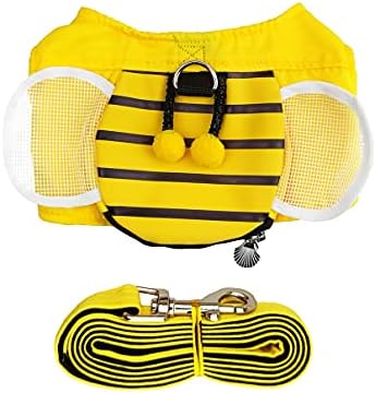 Cat Harness and Leash Set for Walking Escape Proof Dog Vest Harness Bee Style Cute with Snack Bag for Cats Puppy and Small Dogs Rabbits (Large)