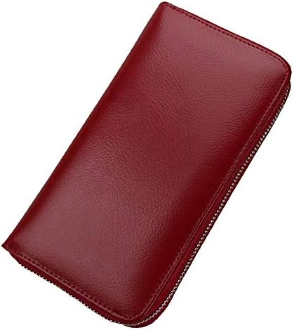 MUIZFUFI, 36 Card Slot Credit Card Mmen's Wallet, Large Capacity, Zippered Leather Wallet, Protected Credit Card (Wine Red)