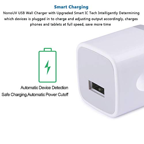 Charger Block for iPhone, USB Cube, Charging Brick, NonoUV 3Pack