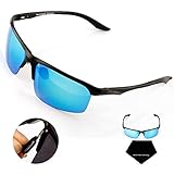 Yougarr Group best polarized sunglasses for men with Half Metal Frame (Blue Lens & Black Frame, 4)