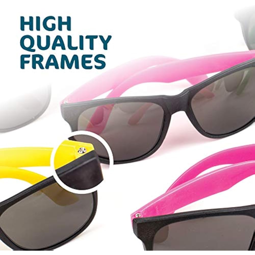 Neon Bulk Kids Sunglasses With UV Protection Party Favors 24 Pack