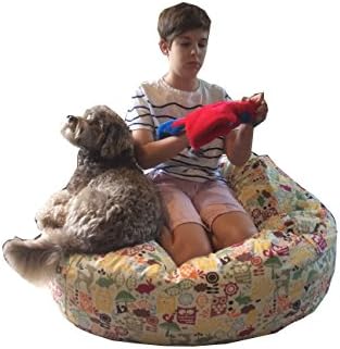 Extra Large Stuffed Animal Bean Bag Cover | Stuffed Animal Storage Organizer | Toy Storage Bean Bag | Premium Cotton Canvas | (Forest Animals)
