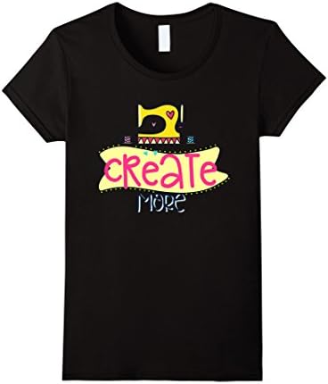 Womens Create More Sewing Machine T-Shirt Small Black