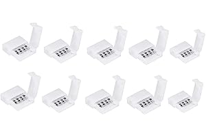 10 Pieces 4 Pin 10mm LED Strip Connectors for 5050 RGB Lights 4 Pin RGB Connector Solderless ​Adapter Connectors Light Termin