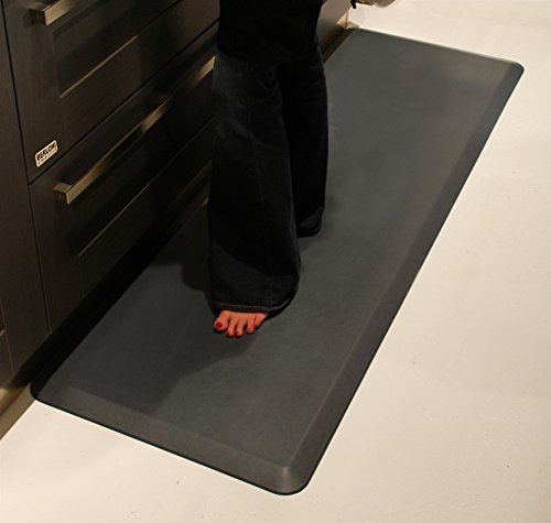 WellnessMats Original 3/4" Polyurethane Anti Fatigue Floor Mat - Cushioned Comfort & Support for Home, Kitchen, Garage, Office Standing Desk - Non-Slip, Non-Toxic, Durable - 72" x 24" - Gray