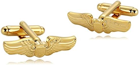 MoAndy Stainless Steel Cufflinks for Mens Gold Executive Aviator Wings Pilot