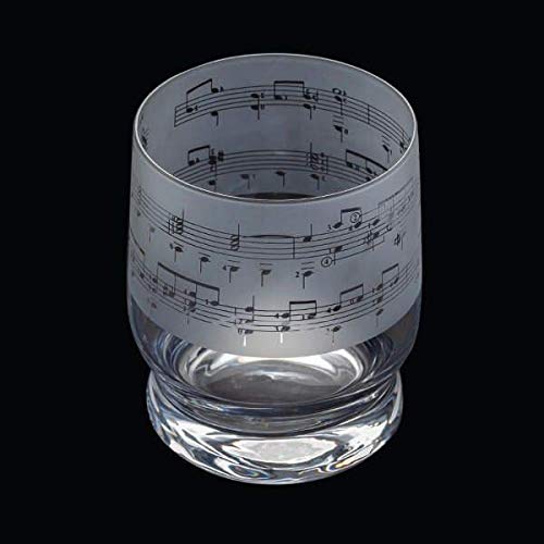 Dartington Crystal Aspect Music Scene Tumbler, Single | Tumbler Glass | 100mm | 350ml | A Music Scene is Wrapped Around The Rim of The Glass| Dishwasher Safe