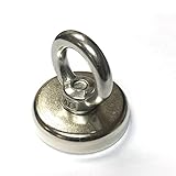 SUNKEE Salvage Magnet,100 Pounds Magnetic Hook , Round Base Magnet Fastener with Eyebolt Chrome Plate ,Neodymium Iron Boron Magnet With Circular Rings For Salvage,1.89