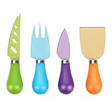 oobest Multi-Colored Cheese Knives Set Pizza Knives 4 Pieces Stainless Steel Light-Handed Knives