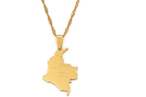 Colombia Pendant And Water Wave Chain For Women Girls Stainless Steel Country Map Jewelry Colombia 112621