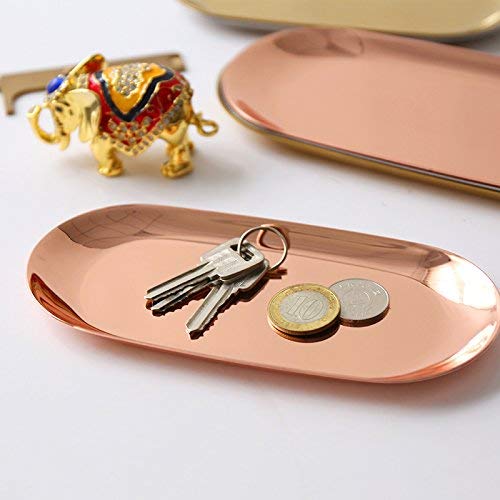 Stainless Steel Jewelry Trays, 9 and 7 Inch Rose Gold Tray for Grids Rings Earrings, Serving Platter, Elegant Home Decorative - Thumbnail 3